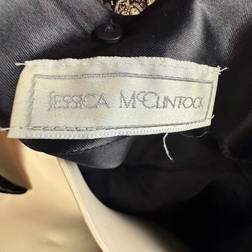VTG Jessica McClintock Deep Brown Black Velvet Dress Mermaid Hem Romantic Gown - Picture 5 of 11